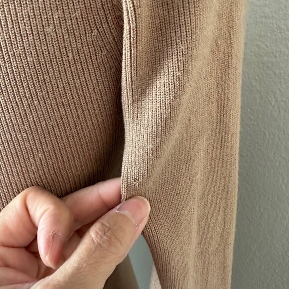 Aritzia Wilfred Sweetheart Sculpt Knit Blouse Long Sleeve Viscose Blend Brown Sz - Picture 10 of 10